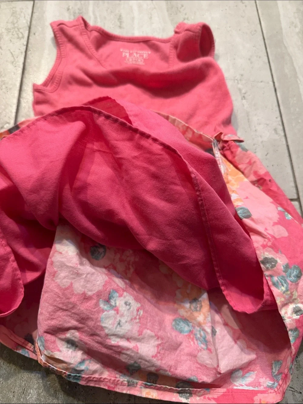 The Children's Place Coral Pink Floral Tank Dress - Picture 6 of 7